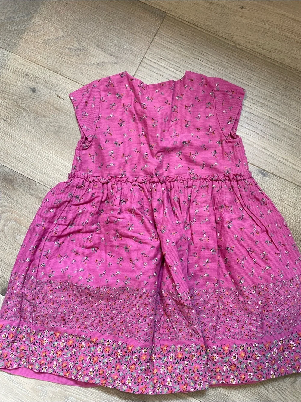 GAP Bright Pink Floral Button-Front Cotton Dress